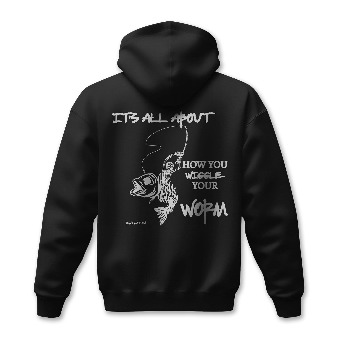 🪱 It’s All About How You Wiggle Your Worm – Army Green Fishing Hoodie