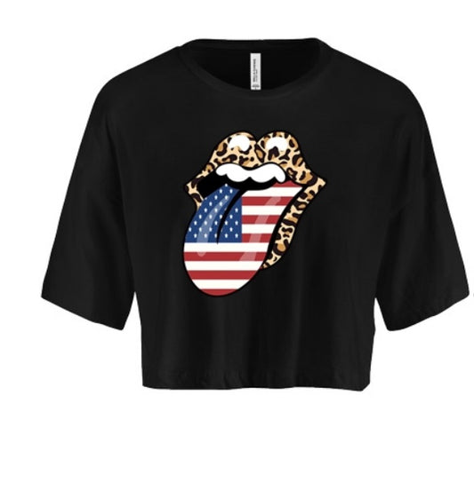 American Flag Lips Women's Crop Top