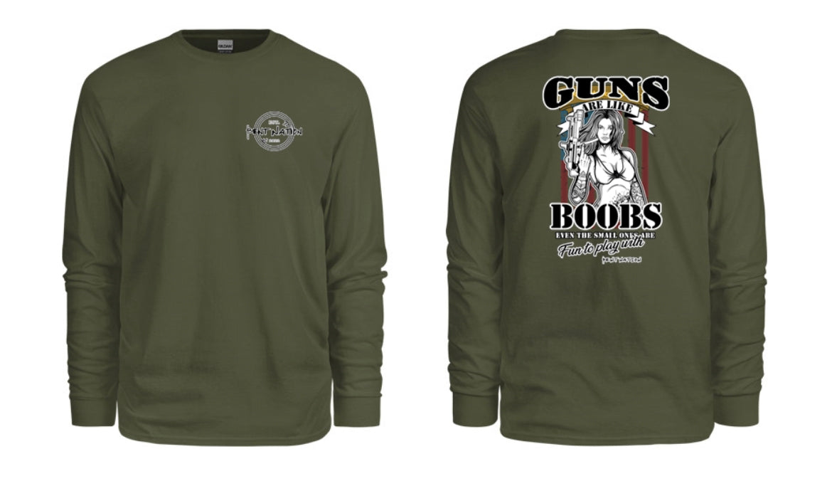 Guns Are Like Boobs Men's Long Sleeve Shirt