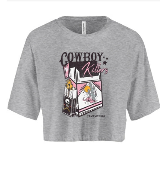 Cowboy Killers Women's Crop Top Pink & White