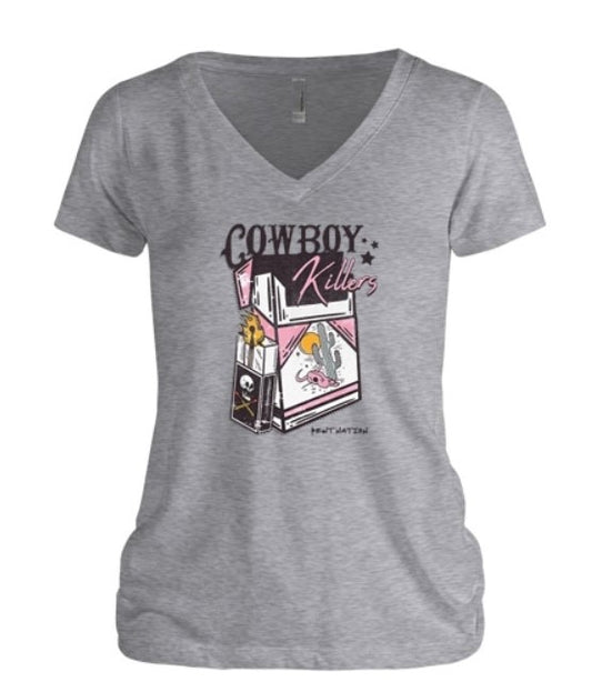 Cowboy Killers Pink & White Women's V-Neck