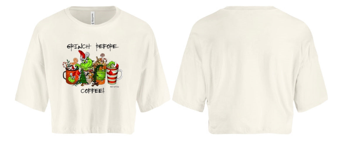 Grinch Before Coffee Women's Crop Top