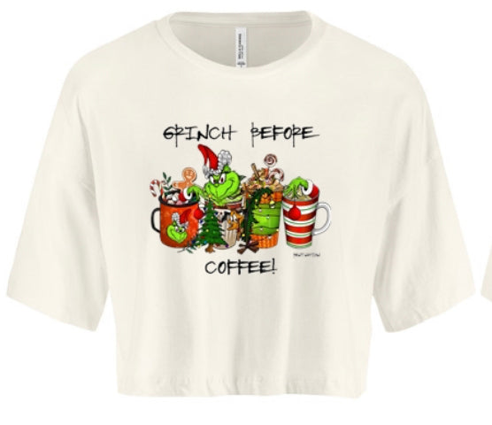 Grinch Before Coffee Women's Crop Top