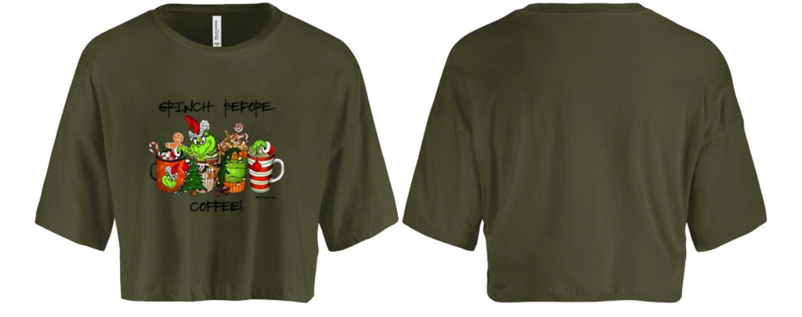 Grinch Before Coffee Women's Crop Top