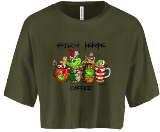 Grinch Before Coffee Women's Crop Top