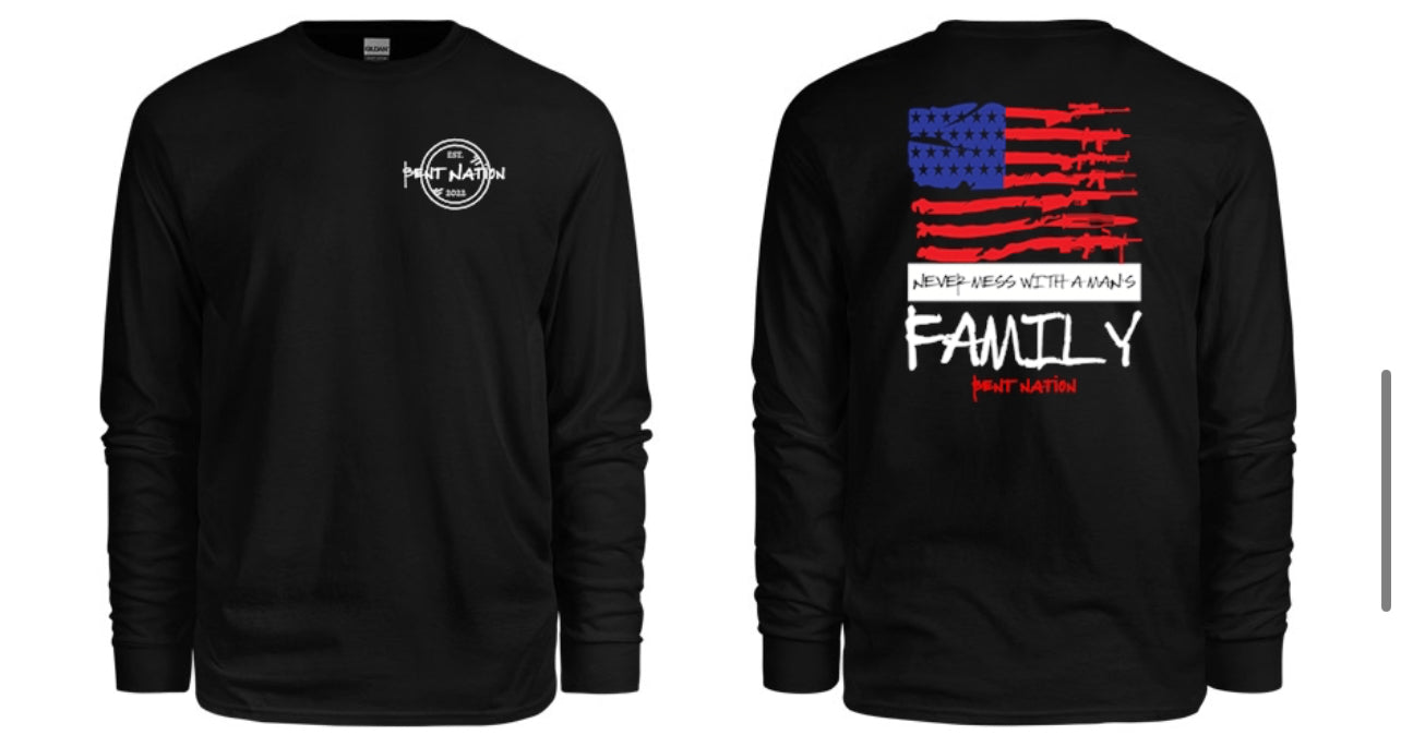 Never Mess With A Man's Family Men's Long Sleeve Shirt